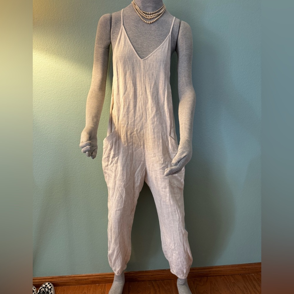 NWT bobi BLACK Linen-blend Jumpsui sz S
